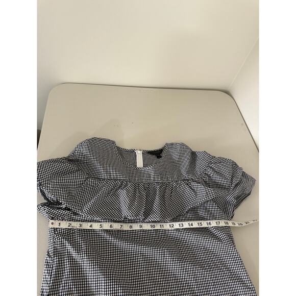 J.Crew Women's Black White Classic Gingham Plaid Ruffle Short Mini Dress 10 - Picture 5 of 7